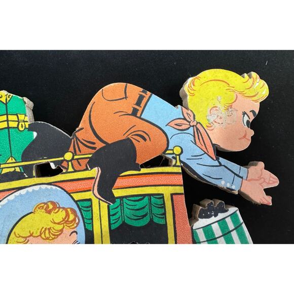 Vintage 1958 The Dolly Toy Co. Cowboy Stagecoach Nursery wall plaque 2 piece - Picture 7 of 8